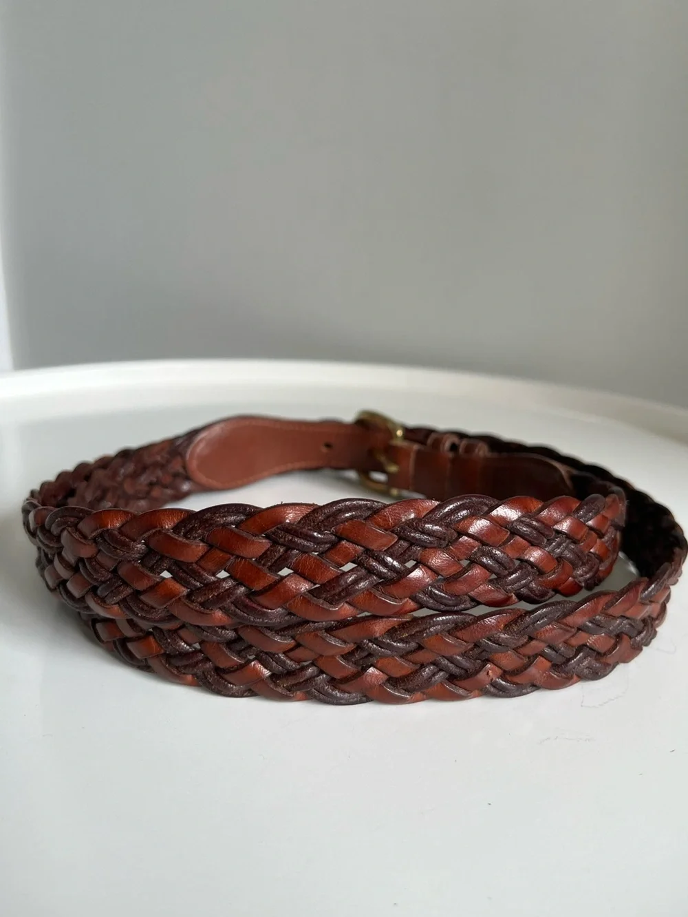 Vintage COACH Brown Belt 3850 British Tan Woven Leather Braided 40